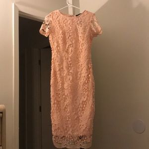 Short Sleeve Blush Lace Dress